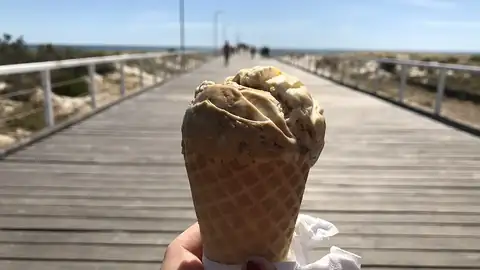 Ice cream cone on a boardwalk